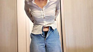 Busty stepmom helps her boyfriend relax in romantic standing POV fuck