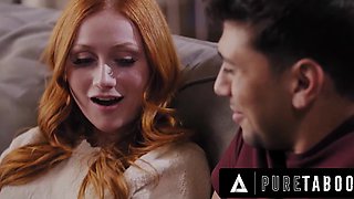 Redhead chick Scarlet Skies and her stepbro arranged a hot fuck while being watched by a shocked stepmom