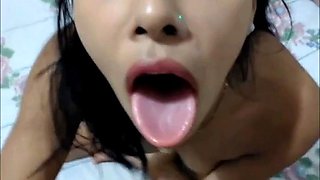 MY LATINA SISTER SUCKS MY DICK AND GETS BIG FACIAL ON WEBCAM