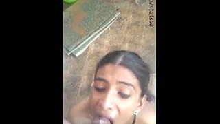 Desi maid drinking cum with ice-cream