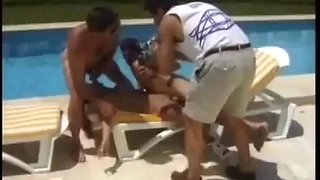 Maren Beautte anal and DP by the pool
