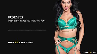Stepsister Catches You Watching Porn With Queenie Sateen - Brazzers