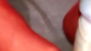 Cum on the nylon soles of a hot MILF