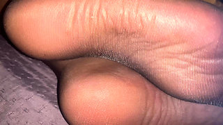 Feet in Black Pantyhose to Jerk off and Cum