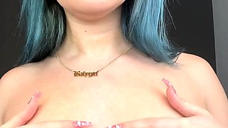 Glamour babe with big boobs masturbates in lingerie