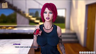 Curvy blonde with big tits and a big ass in an erotic visual novel