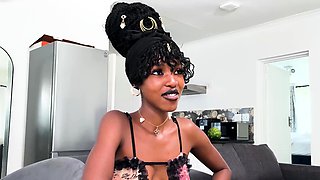 Petite ebony teen on first time casting