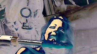 Chantal Anderson using a sex machine