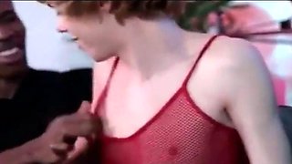 White fem boy gets double penetrated by black cocks