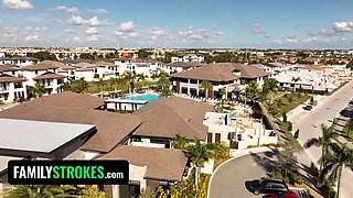 Familystrokes - step-mom Sophia Locke and sexy teenie stepdaughter Reese Robbins take turns riding penis