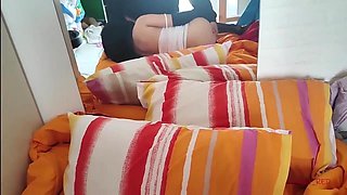 Me with Hard Cock in Bed with Hot Babysitter, Big Load of Cum