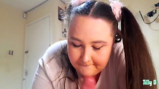 Cumslut Enjoys Sucking Huge Cock In Her Pigtails (pov)