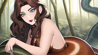 Female dom transforms into a Lamia in a jungle book fantasy