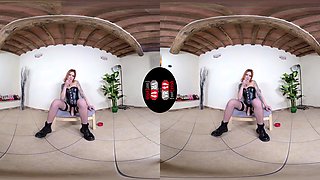Luscious Miss Venere Shows You Her Fifteen-Inch Strap-On Dildo - Hot Redhead Domme In Latex Foot Fetish Vr