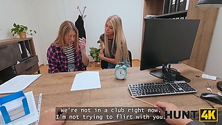 Zlata Shine gets a job by fucking her GF while her cuckold husband watches in HD