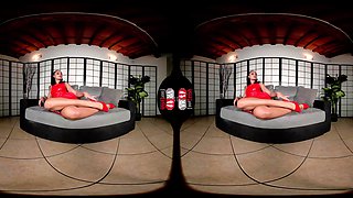 Red Latex Vixen Orders Her Sub To Worship Her Enticing Feet