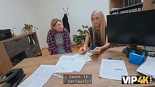 Vip4k. naughty blonda lesbian didn’t watch a problem to nail on a job casting in front of her gf