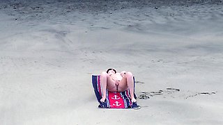 Sensual Nude Beach Goddess Captured by Drone - Ultimate Aerial Beauty