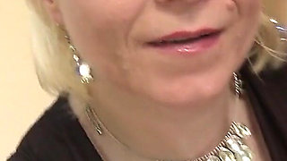 Horny Blonde Mature Lady Erika Masturbates in Bed