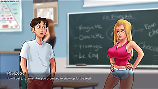 Two Horny Sluts Playing With Each Other's Big Juicy Boobs, Pervert Watch Huge Breast - Summertime Saga 3D Porn Game