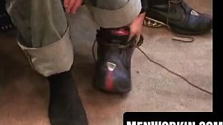 Abnormal beef whistle dribbles jizm after sweat-soaked onanism