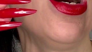 Red Long Nails and Red Lips