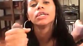 Big clit Brazilian girl, sucks, fucks, facial