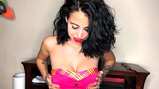 Cute curly brunette solo webcam masturbation