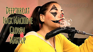 Naughty Clown Fucks Her Throat with a Fuck Machine