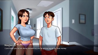 Horny guy helps his sexy roomie Jenny get a massive dildo in this wild summertime saga game
