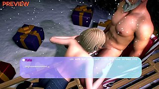 Santa gifts for christmas creampie, blowjobs, ass fuck to three horny sluts for Xmas - The Horny Santa 01