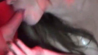 Wife sucking a room full of dicks at theater