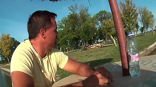 Blonde Big Tits Beach Threesome Blowjob Licking