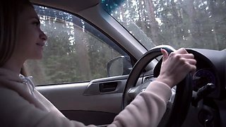 Gorgeous Hot Blonde Real Sex Into Car In Forest