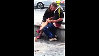 Luscious amateur teen sucking off her boyfriend in public