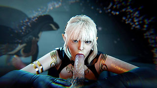 A Slutty White Haired Elf giving a Mesmerizing Blow Job
