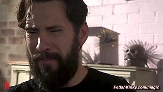 Mad husband ties and fucks busty wife