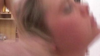 Blonde German slut drinks cum after hot fuck