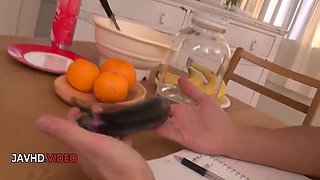 Mature Japanese Woman Gives Blowjob Then Gets Shaved Pussy Creampie