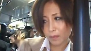 Asian babe has public groping on the train