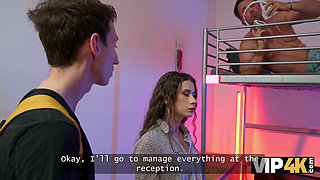 VIP4K. Orgasms while husband is right under us...