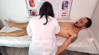 Nurse Jennifer Pimenta notices her patient's hard-on