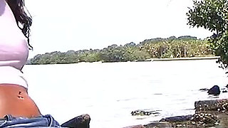 Sexy Skinny Latina Angelina Posing Nude at the Beach