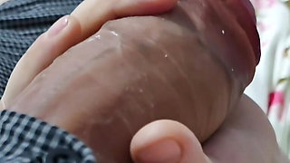 Step mom pulled step son 9 inch of dick from his underwear and handjob