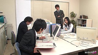 Asian Secretary Seduce to Blowbang Annd Cum on Tits While Squirt Orgasm in Office at Uncensored JAV Porn