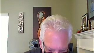 Grandpa cum on webcam