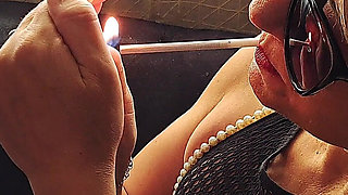 Cigarette Handjob Game, Karina Is Ruthless Intense, Smokes While Milking Him - Big Cumshot! - POV Full Video.