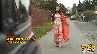 Aaliyah Yasin gags on European dick and squirts like a wild college girl