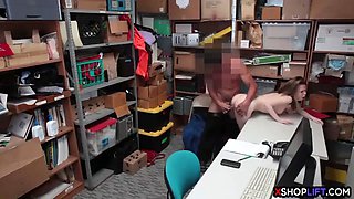 Petite teen suspected and fucked by a shady security guy