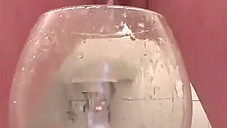 Pee in the Glass and Pouring Pee Over Myself and My Big Tits and Little Tease Pee From My Nipples